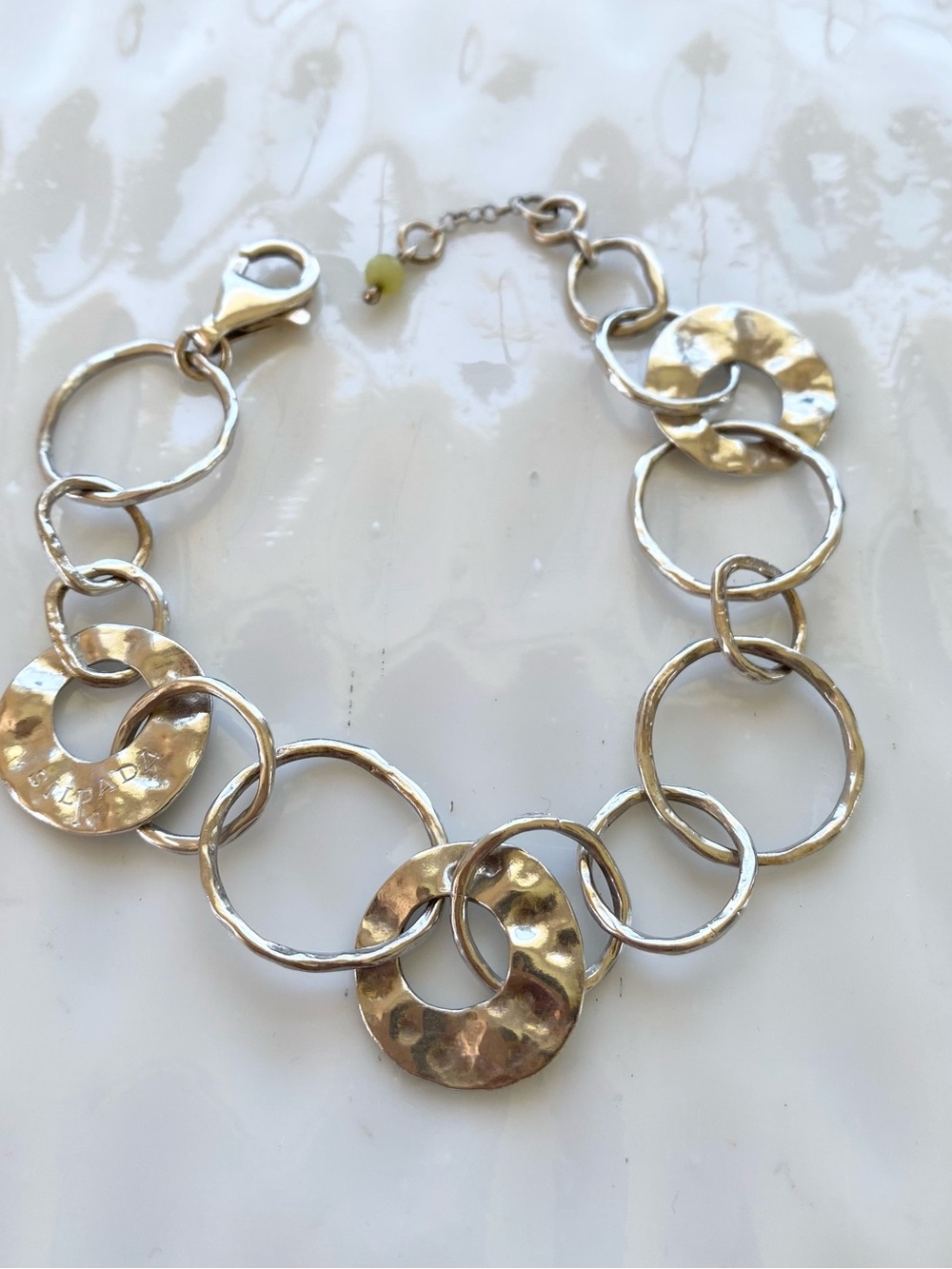 Silpada VINTAGE Sterling Silver Hammered Link Bracelet 7.5 inches B1217 - Picture 3 of 8